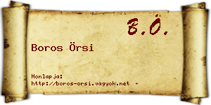 Boros Örsi névjegykártya